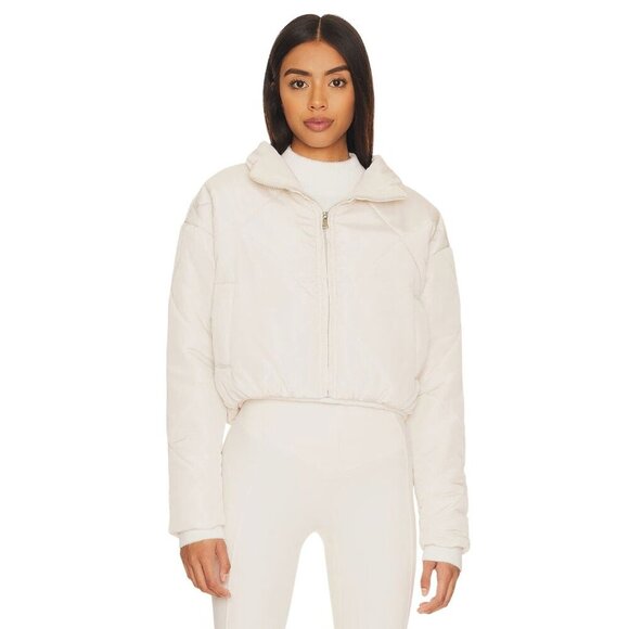 superdown Rania Cropped Jacket in Bone Small New Womens Puffer Coat - Picture 1 of 12